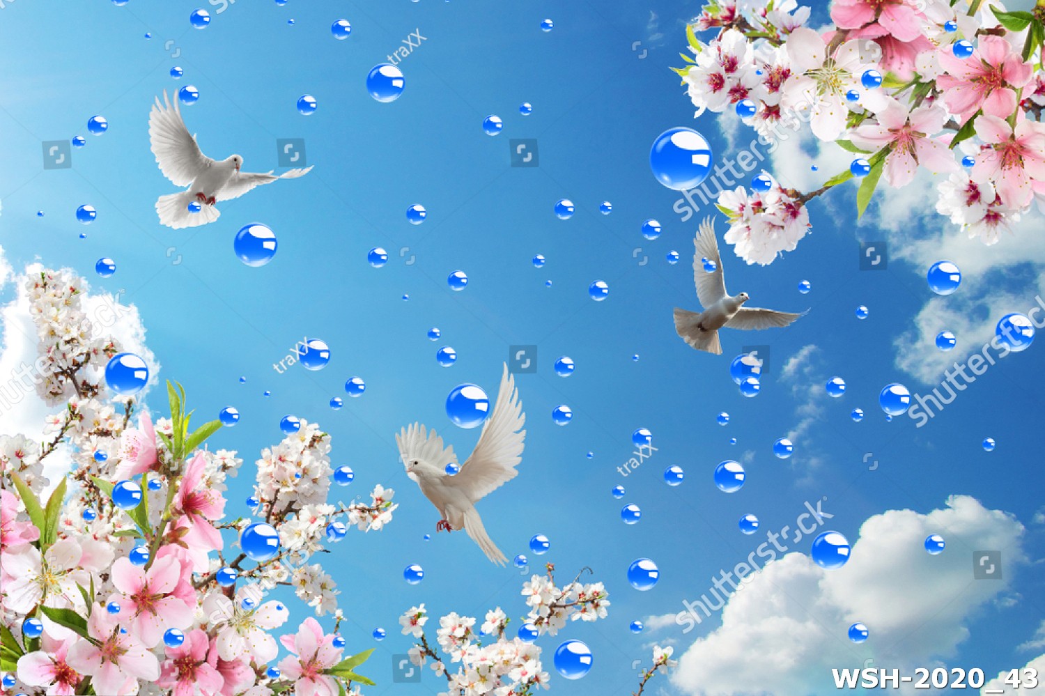 Dán trần hình hoa lá WSH-2020_43